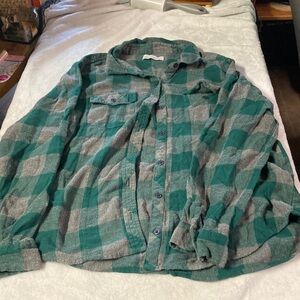 KEREN hart Teal and Gray Plaid Shirt